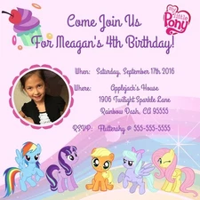 My Little Pony Birthday Invitations Print At Home Digital JPEG PDF File-photo