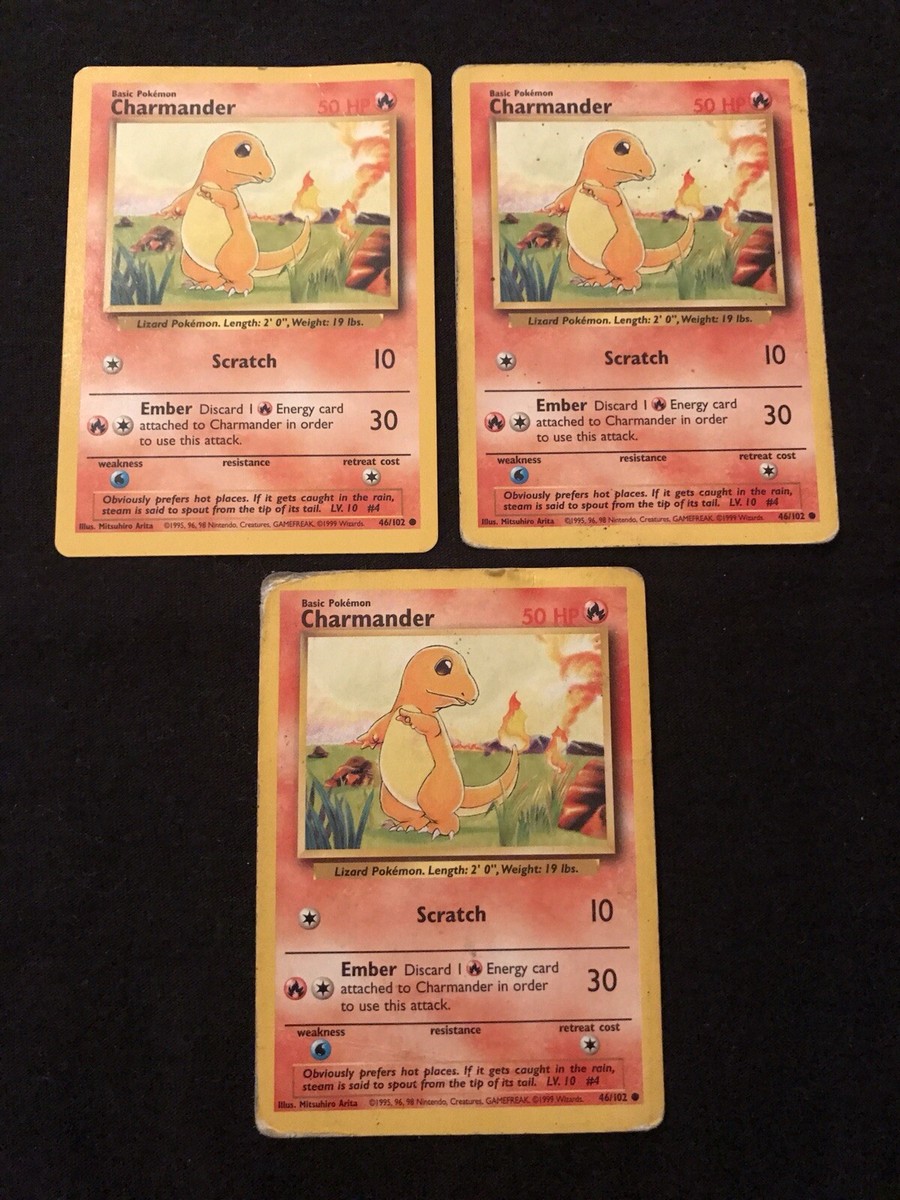 ヒトカゲ　海外版　3枚　セット　1st Edition Charmander Pokemon Cards Charmander Base Set Collection 3X | eBay