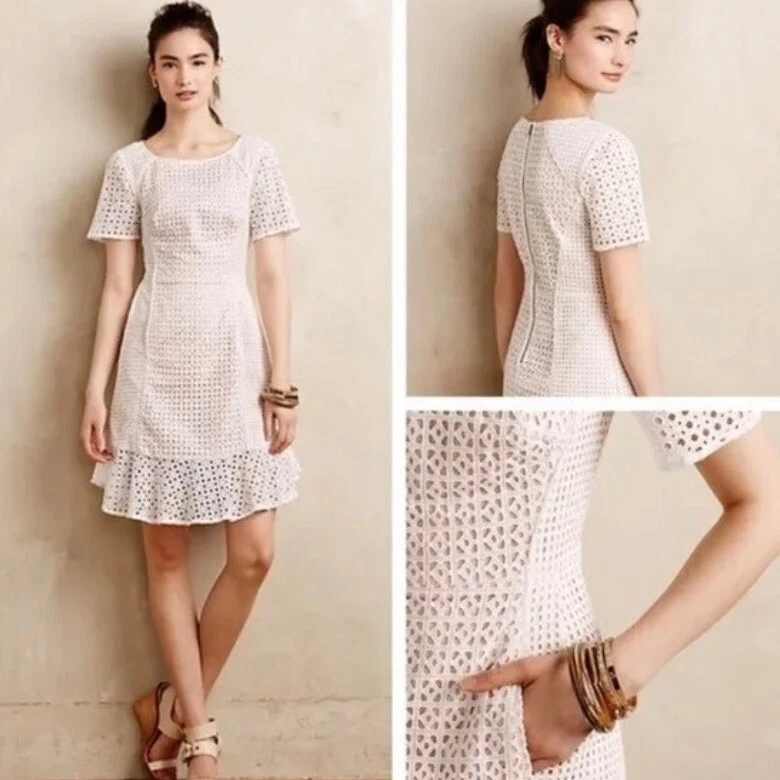 Short sleeve eyelet dress sale
