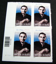 US Plate Block Stamp Scott# 3669 Irving Berlin 2002 MNH H278