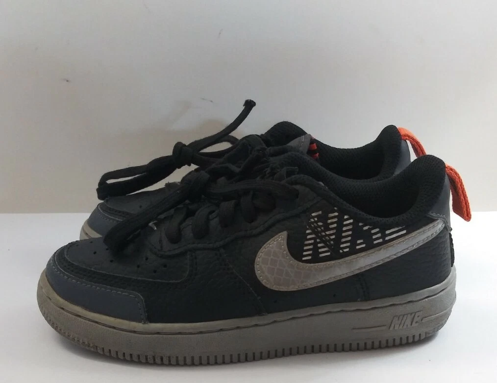 Nike Air Force 1 Size 12C Black/Wolf Grey/Orange CK0829-001 Low Top Shoes  Youth