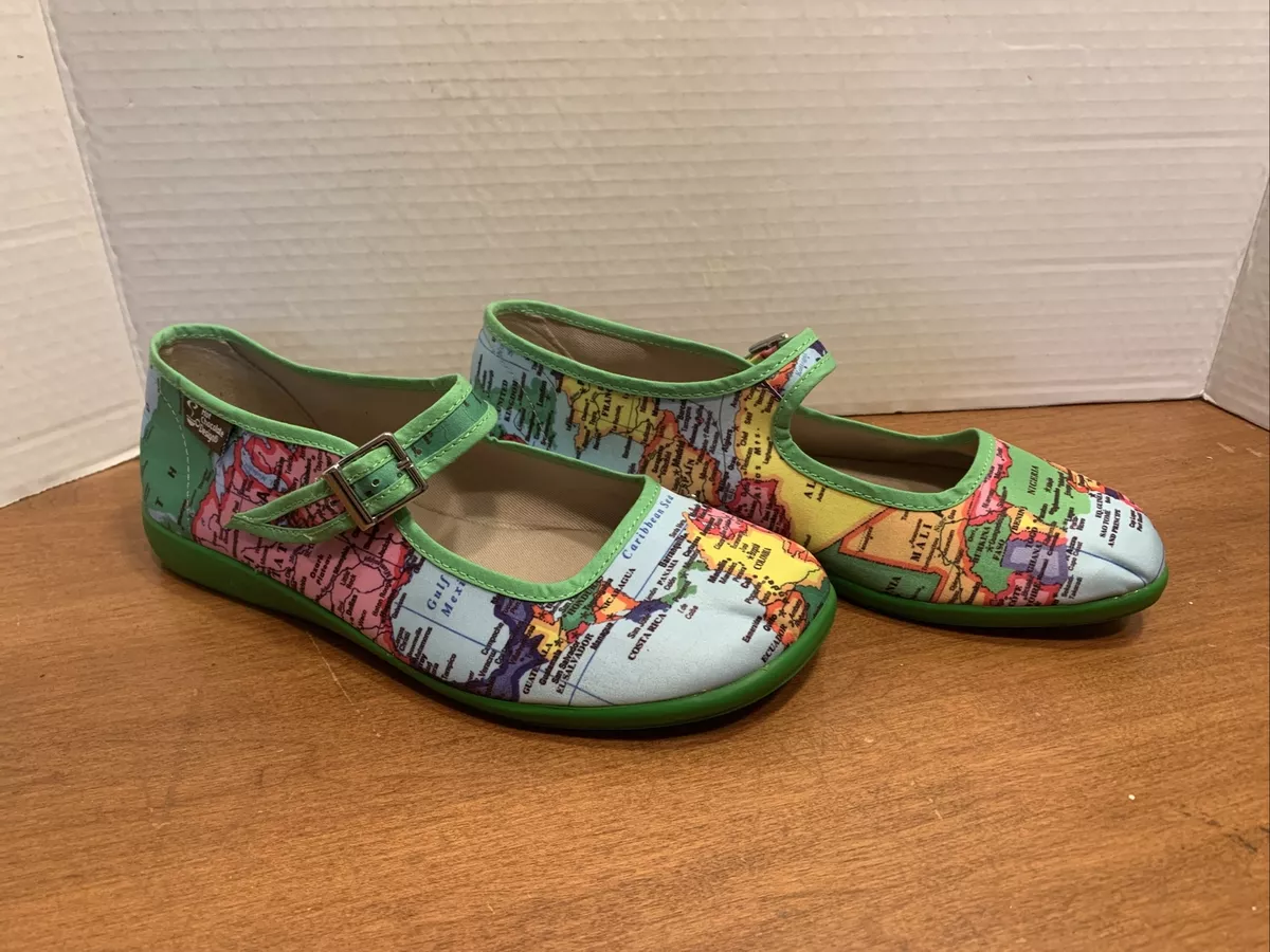 New Hot Chocolate Design Chocolaticas Mary Jane Shoes Map Globe Sz EU 37 US 6.5