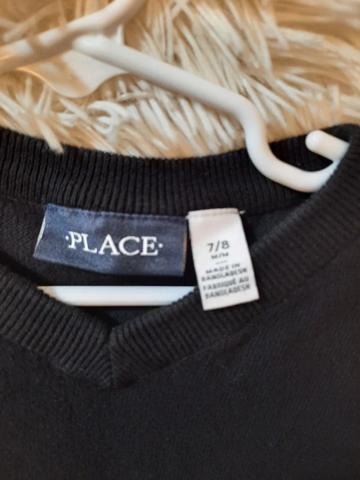 Lote de 2: Suéter Pullover The Childrens Place Niño Mediano 7/8 Negro y Gris Foto 3 de 4