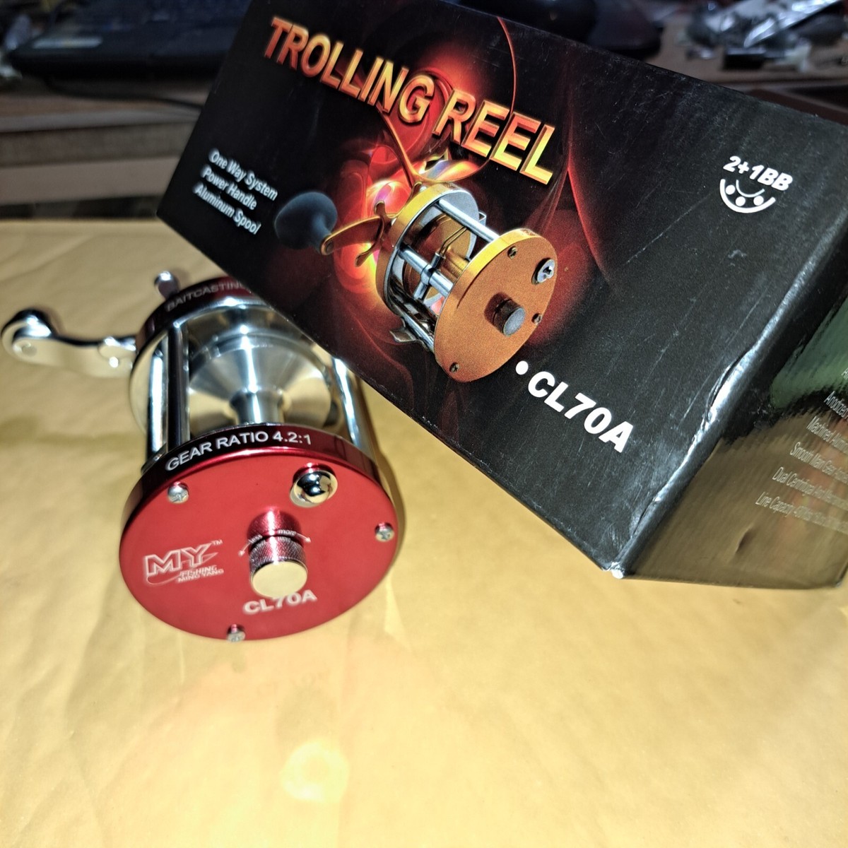 Ming Yang CL70 Round Baitcast Level Wind Reel RED 4.2.1 Gear