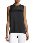 Nwt Cooper & Ella Black "Morgan" Crepe Draped Back Sleeveless Blouse Size M-$128