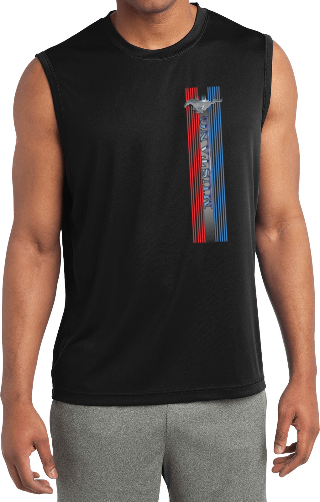 Acquista Cool Shirts T shirt Ford Mustang logo pony tri bar maglietta concorrente senza maniche