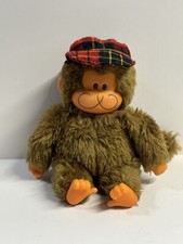 Vtg 1981 Dan Dee Plush Vinyl Brown MONKEY w/ Plaid Hat - 7