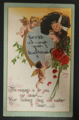 Mirror DWIG Postcard This Message is For You My Dear Looking Germany No. 30
