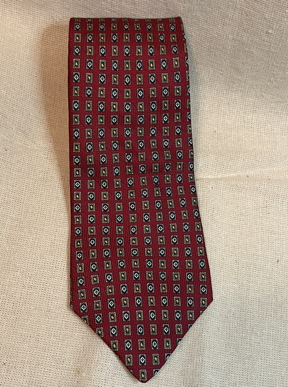 Tommy Hilfiger Burgundy Red Green 100% Italian Silk Men's Necktie Made in USA