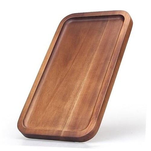 Small Wooden Platters Rectangle Long Charcuterie Boards Acacia Wood 10x5.5 Inch