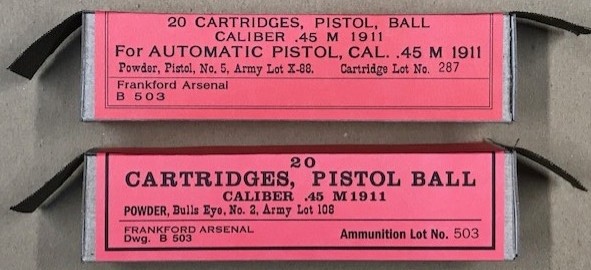 FRANKFORD 1927 (LOT 287) & 1932 (LOT 503) M1911 NEW REPLICA 20 RD