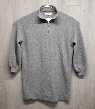 Ann Taylor Loft Sweater Dress Womens Extra Large Gray Pullover Dress Quarter Zip