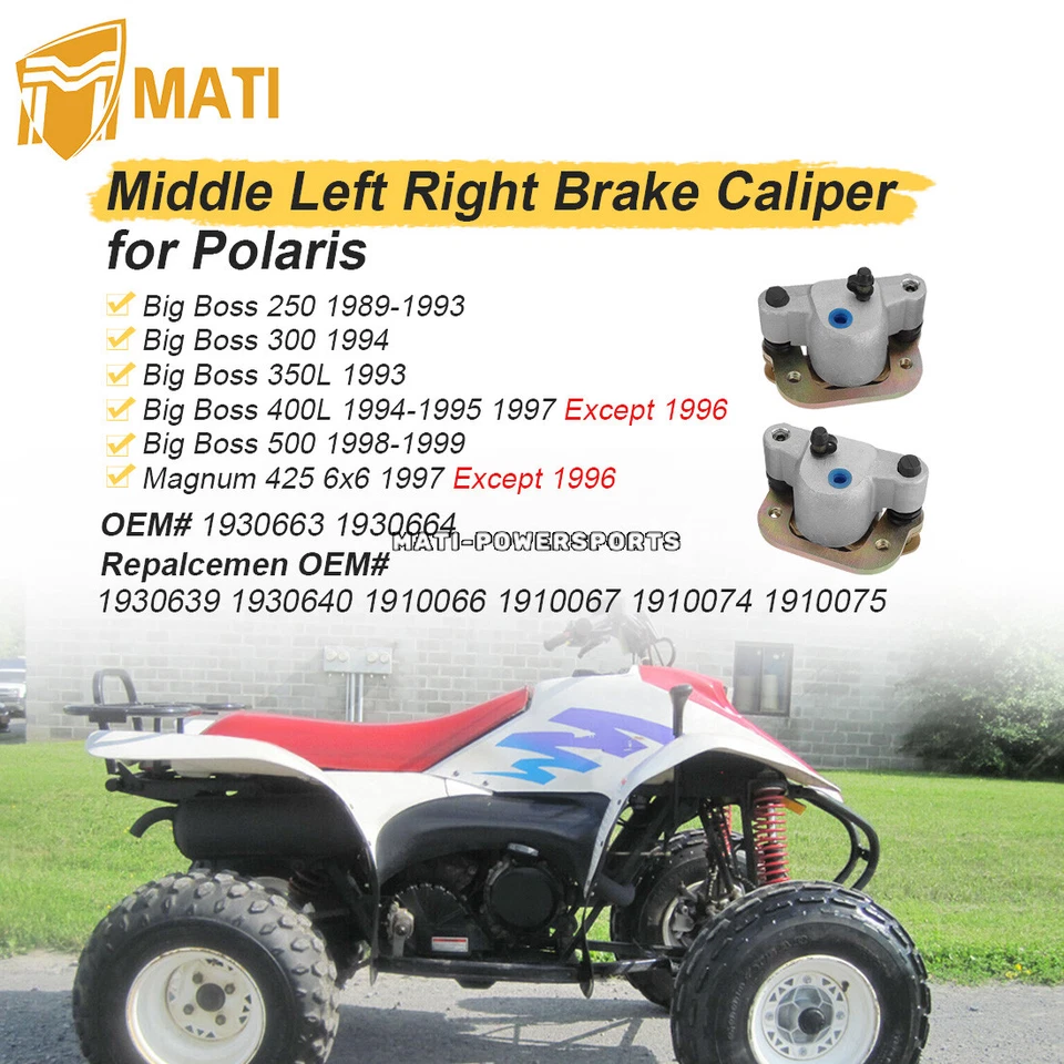 Pinza de freno central izquierda derecha y pastillas para Polaris Big Boss 250 300 350L 400L 500 Foto 4 de 4