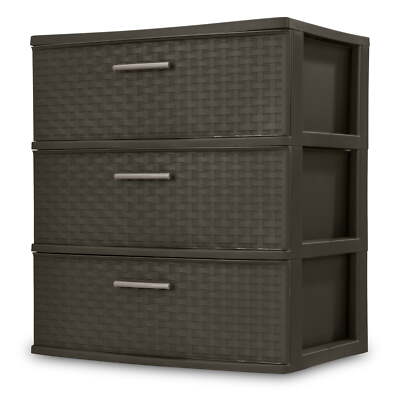 new 3 Drawer Wide Weave Tower Plastic, Espresso