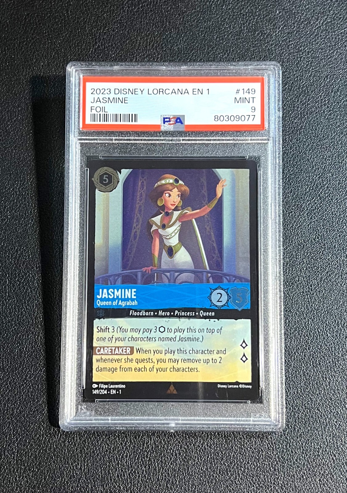 Disney Lorcana First Chapter - Jasmine FOIL #149/204 - Rare Mint PSA 9 Aladdin