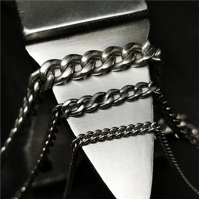 Collar antialérgico de titanio puro 2,2 mm 3,5 mm 5,5 mm cadena de bordillo 22"" 24"" 26"" Foto 2 de 4