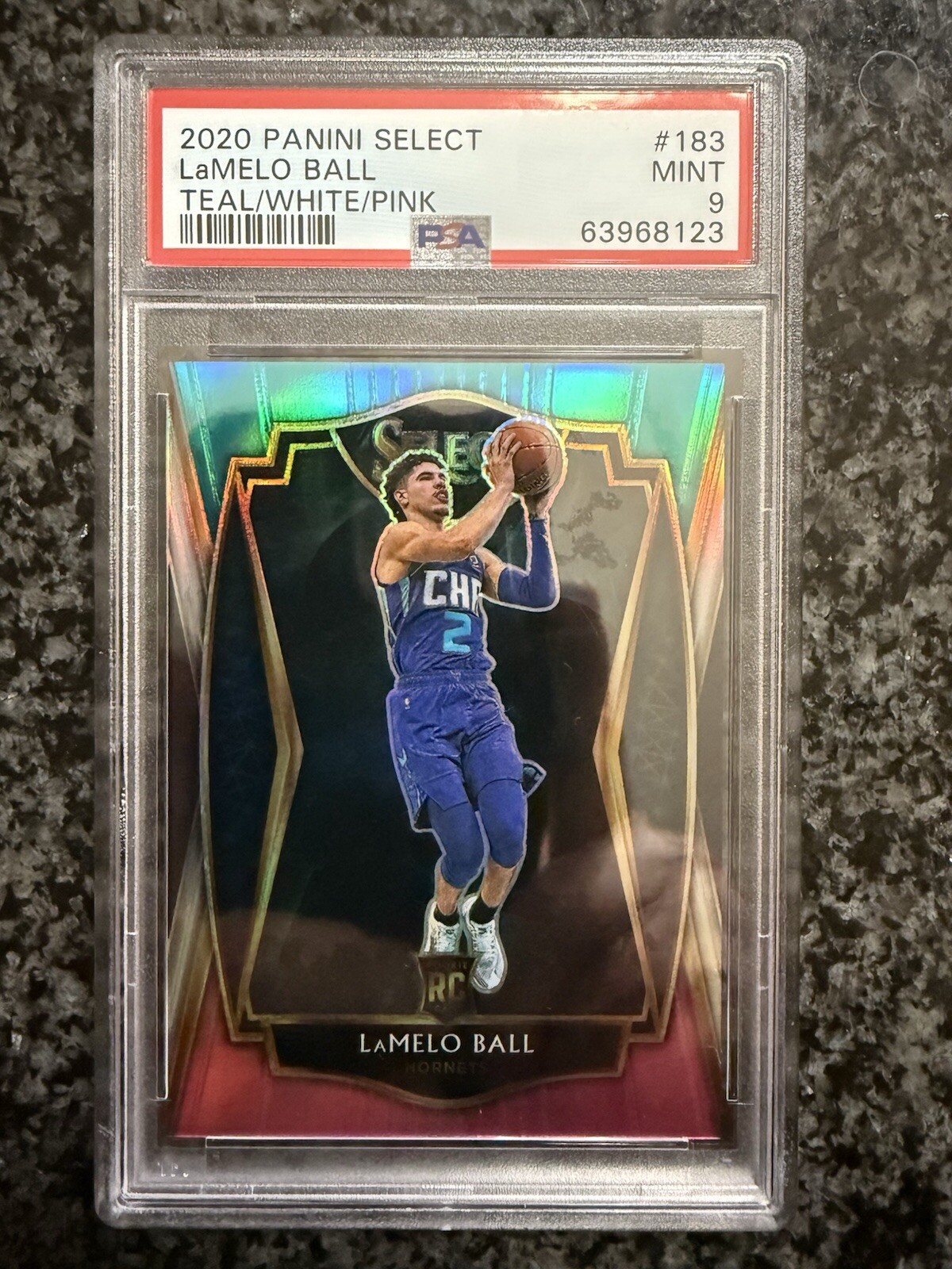2020-21 Select LaMELO BALL TEAL WHITE PINK PRIZM RC #/25 SSP #183 PSA 9 Mint