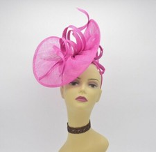 M8123 Fuschia Kentucky Derby Church Wedding Easter Tea Party Sinamay Fascinator