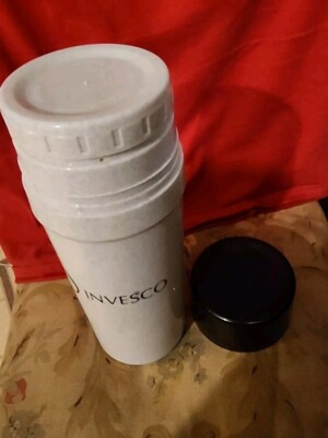 VTg INVESCO Aladdin 1 Ltr Travel Thermos White Speckled Plastic W/Cup & Cap NEW