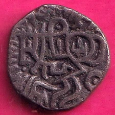 DELHI SULTAN SAMANT DEVA HORSE MAN & BULL TYPE RARE BILLON COIN#RS120