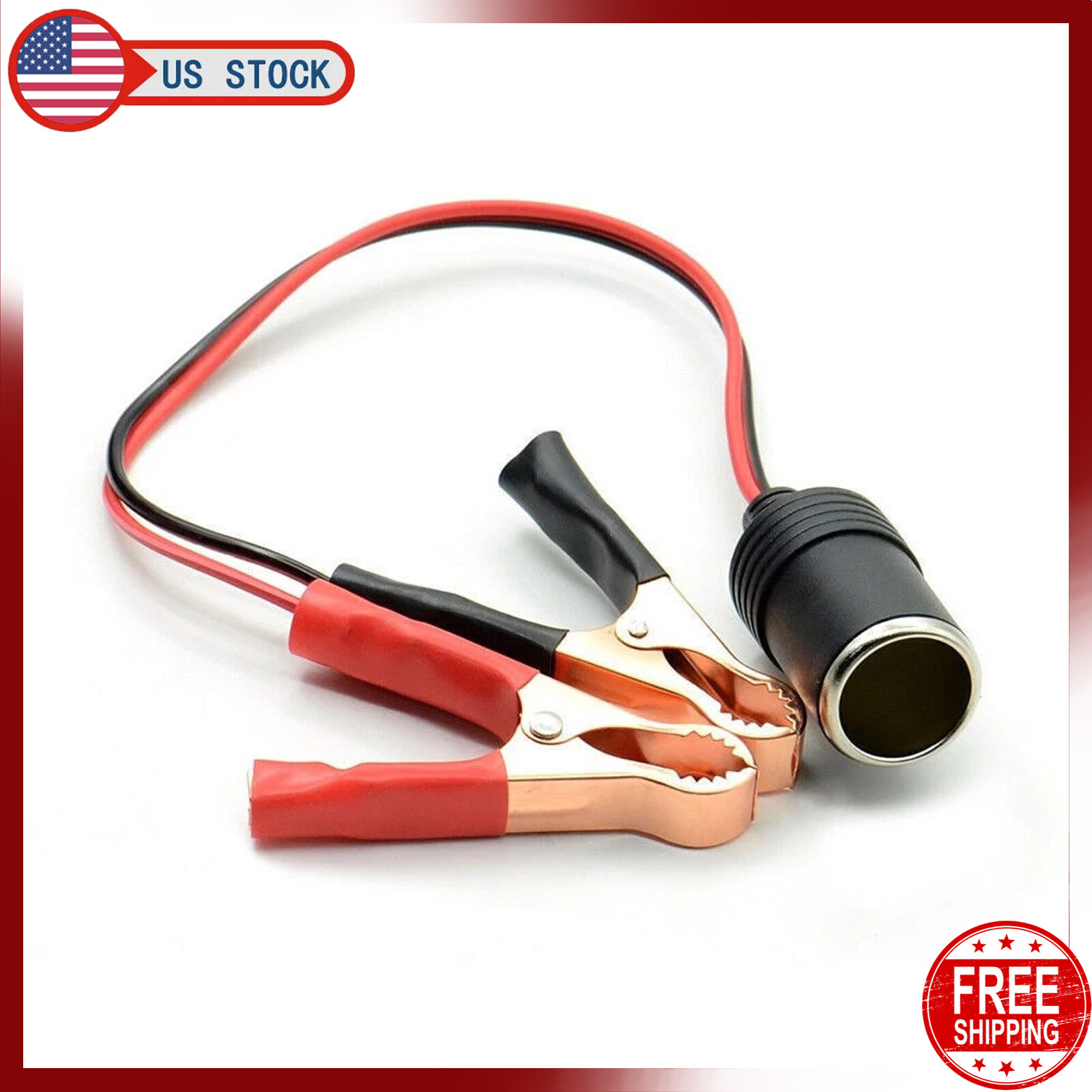 Adapter Alligator Clamp Clip 12 Volt Car Socket