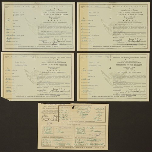 Lote de 5 Transporte Certificado de Necesidad de Guerra Segunda Guerra Mundial con Folio - Imagen 1 de 7