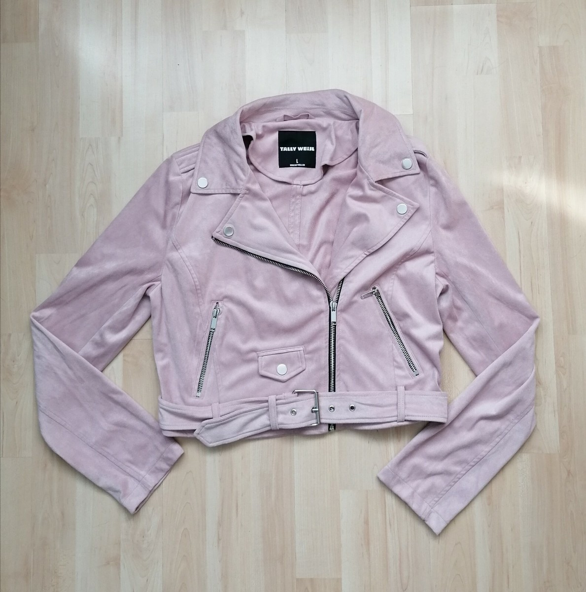 Tally Weijl Jacke rose L 40 Wildleder Optik Biker Style neu
