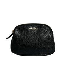 3 pack - Shiseido BLACK Faux Leather Cosmetic Makeup Pouch