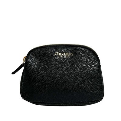 3 pack - Shiseido BLACK Faux Leather Cosmetic Makeup Pouch