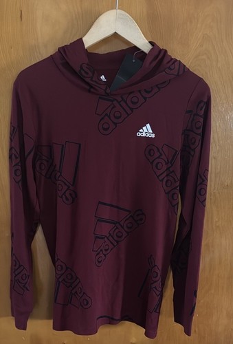 Adidas Hoodie Boys Large Burgundy Knit