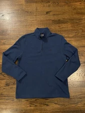 Izod Sweater Men's Long Sleeve Quarter Zipper High Neck Pullover Blue Large