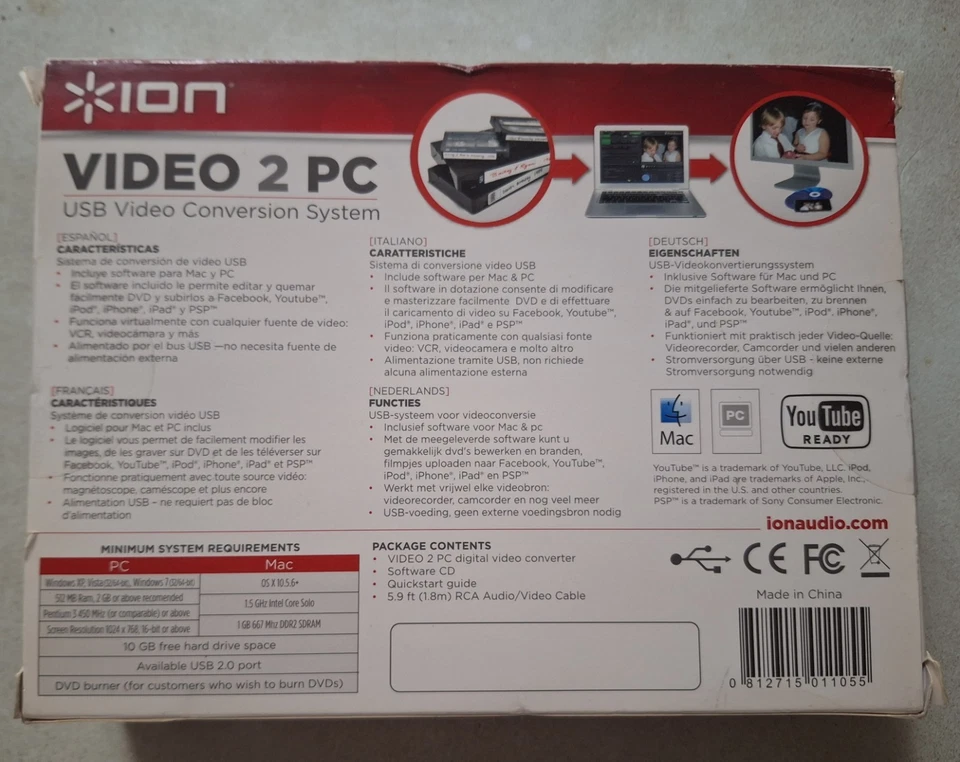 ION VIDEO 2 PC USB Video Conversion System VHS / VCR / CAMCORCDER Transfer NIB - Image 3 of 4