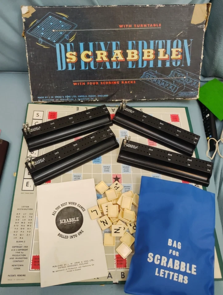  Spears Vintage 1950's Scrabble Board Game De Luxe Edition with Turntable   - Image 2 of 4