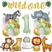 Dschungel Geburtstagsdeko 1 Jahr Luftballons Waldtiere Safari Kinder Geburtstag