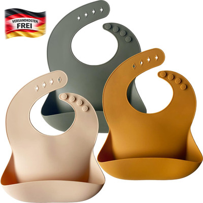 Silikon-Babylätzchen 2er-Set verstellbar wasserdicht weich langlebig für Babys