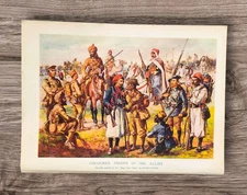 Antique 1919 Coloured Troops of The British Colonial Allies Book Print Picture
