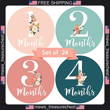 Baby Milestone Stickers Set Of 24 With Floral Designs For Photos