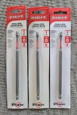 Lot of 3 | Diablo 6 in. #2 Phillips Long Drive Bits Impact Strong  *DPH26P1