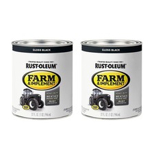 RustOleum 2801042PK Farm & Implement Enamel Paint, Quart, Gloss Black Pack of 2