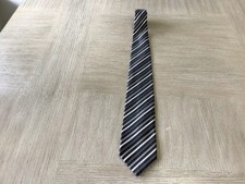 Geoffrey Beene Black/ Gray/WHITE Hand Made 100 Silk Men  s Neck Tie 60.5X3.5