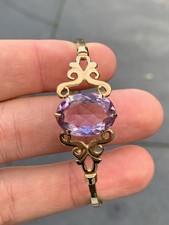 9ct Gold Heavy Vintage 7.5 Ct Amethyst Bracelet 8.7 Grams