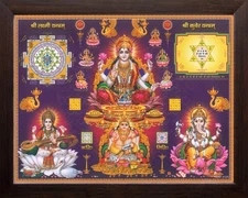 Shree Lakshmi Yantra and Shree Kuber Yantra Wall Decor Painting Frame