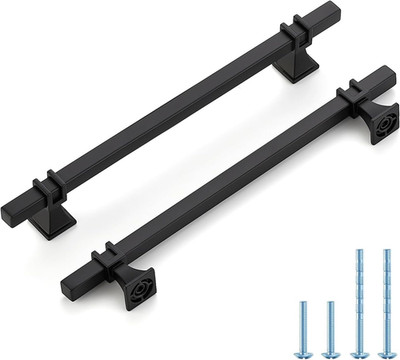 30 Pack Black Square Zinc-Alloy Cabinet Handles for Kitchen & Bathroom