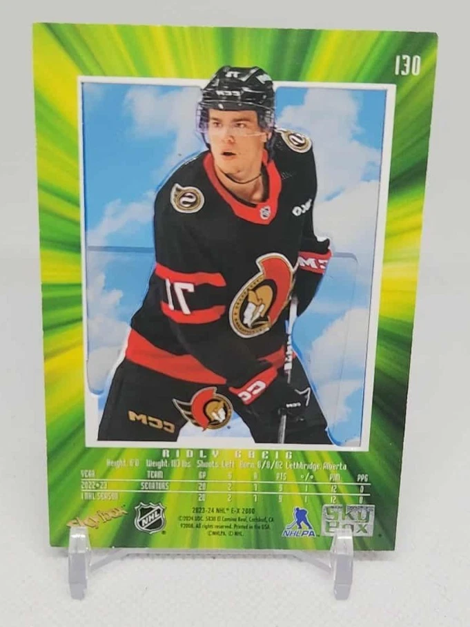 2023-24 Skybox E-X 2000 Ridly Greig Rookie Credentials #'D 006/499 #130 - Image 2 of 2