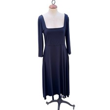 Lulus Smooth Talker Black Three-Quarter Sleeve Midi Dress Size Large