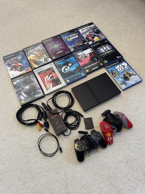 Sony PlayStation 2 (PS2) Slim Bundle | 12 Spiele | 2 Controller