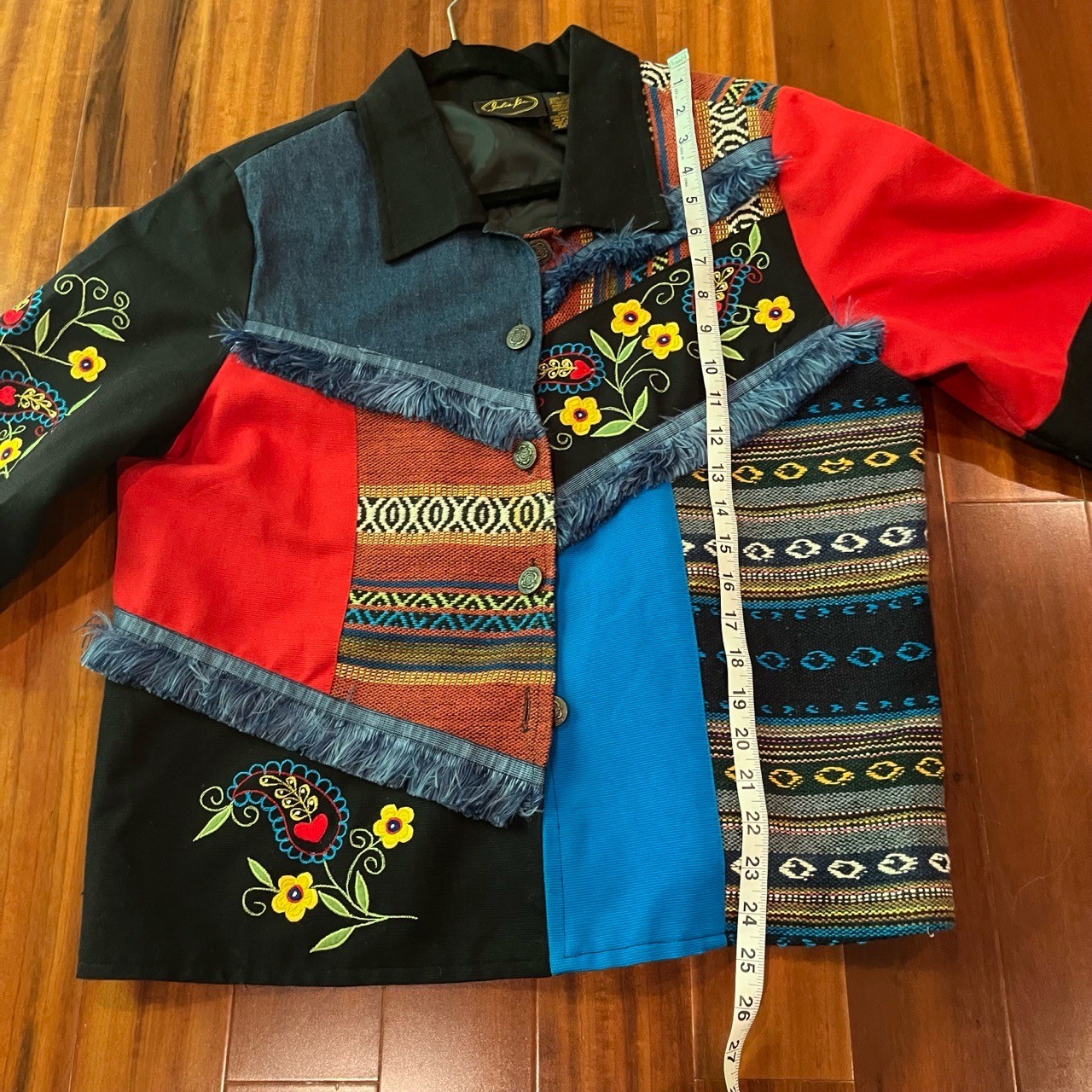 Julia Kim Multicolor Jacket Patchwork Floral Embr… - image 4