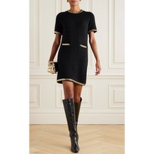 Tory Burch Chain-Detail Waffle-Knit Mini Dress size L large