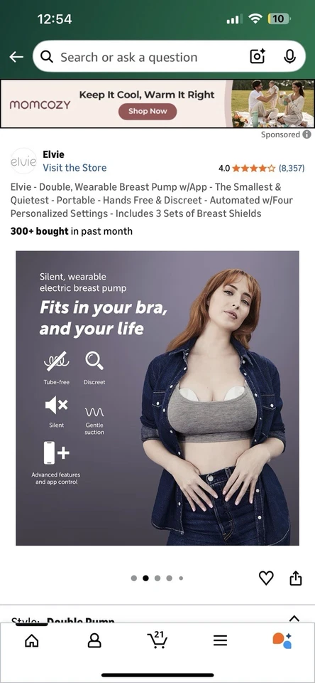 Elvie EP01-02-M Double Electric Pump NEW SEALED wearable breast pump”  - Image 3 of 4