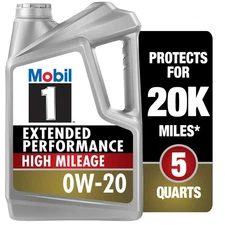 Mobil 1 Extended Performance High Mileage 0W-20 Full Synthetic Motor Oil 5 Quart